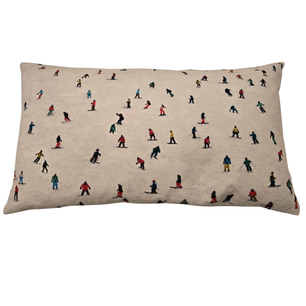 Coast & Valley Down Pillow Skiers Snowboarder Throw Pillow France Winter Whimsy